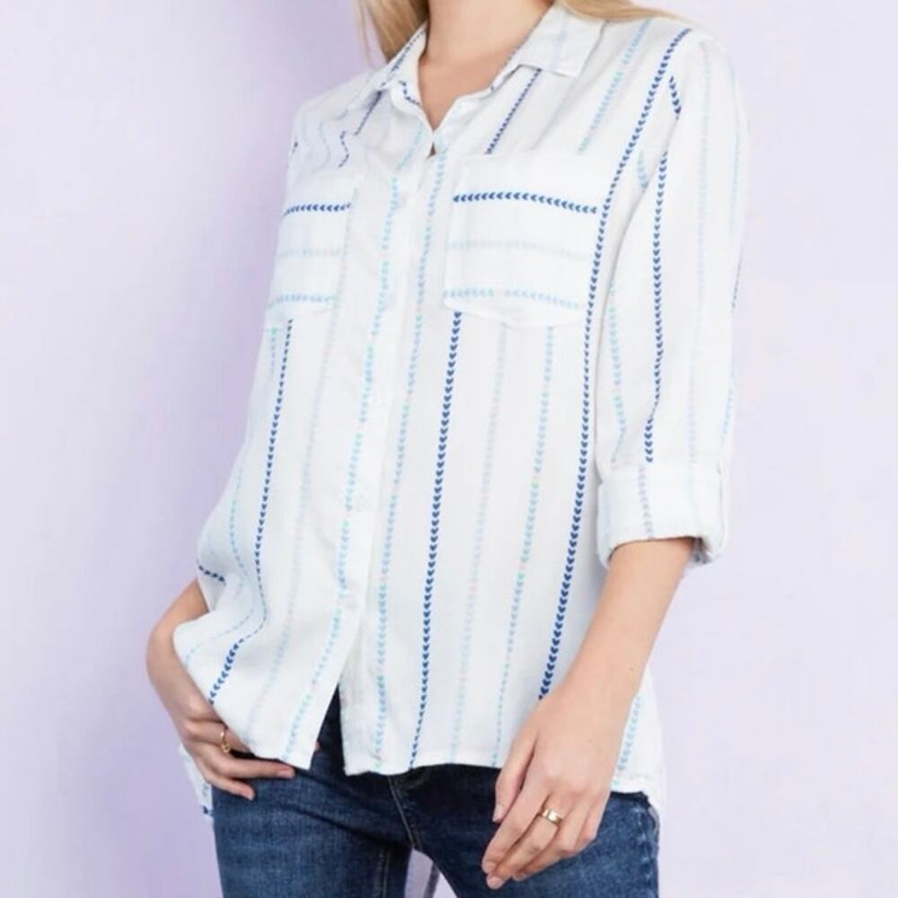 Billy T Large stripe heart multi classic button down